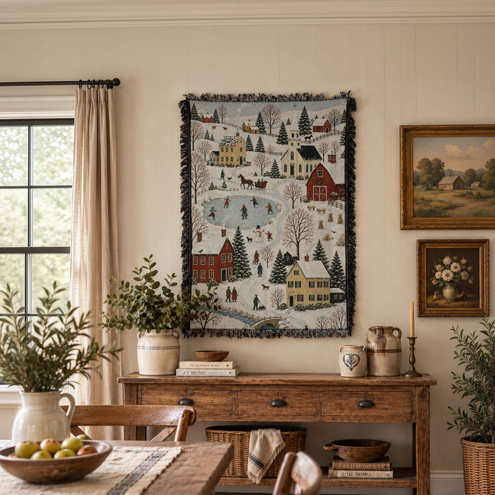 Winter Folk Art Tapestry