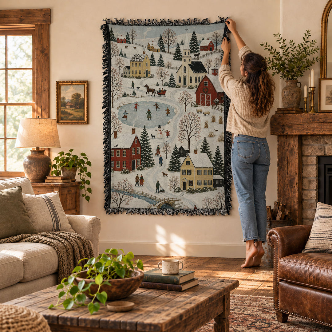 Winter Folk Art Tapestry