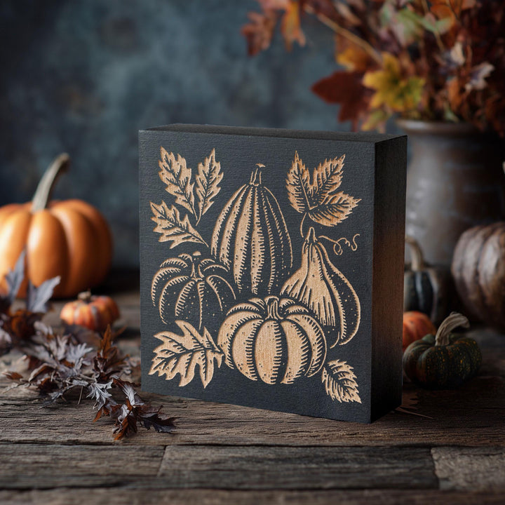 Autumn Gourds Engraved Birch Wood Panel