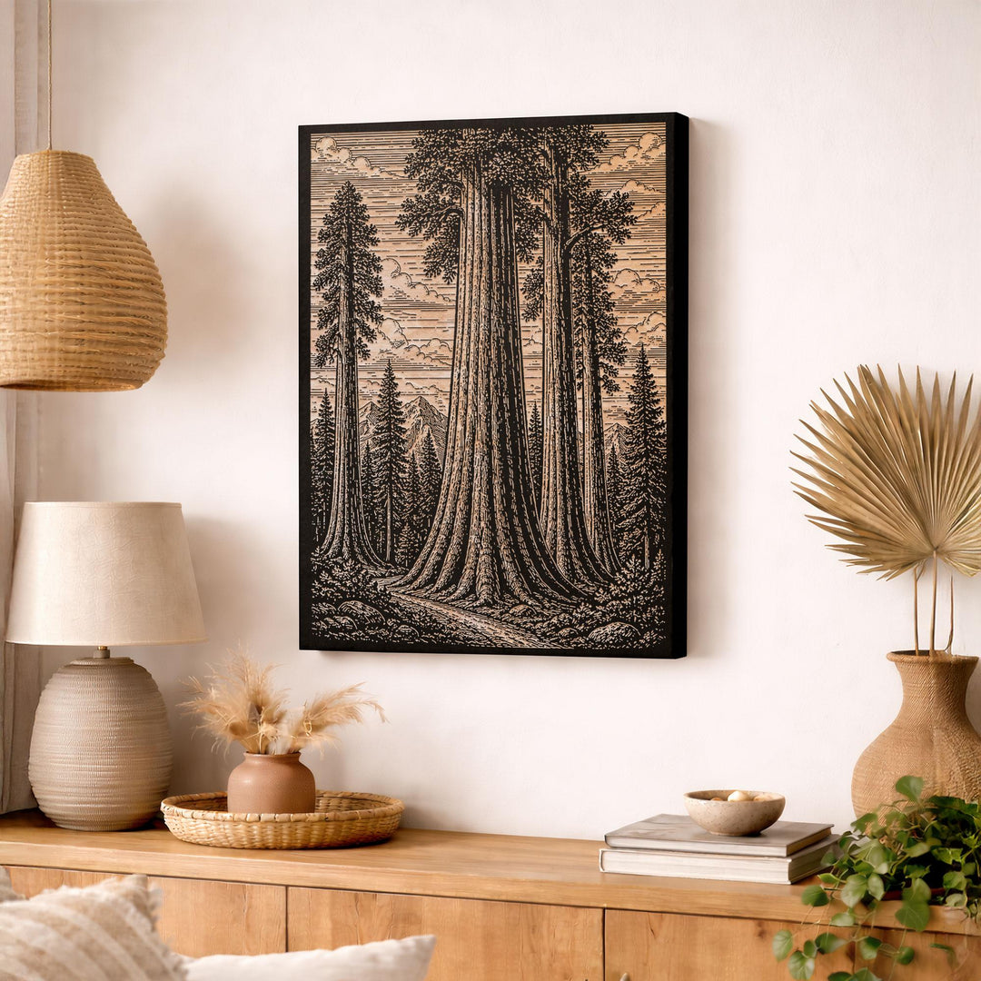 Giant Sequoia Grove Engraved Birch Art Panel