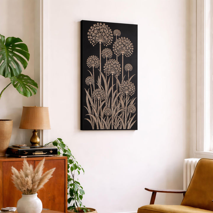 Allium Engraved Birch Art Panel