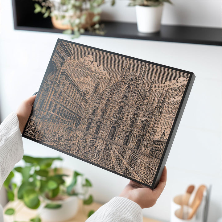 Duomo di Milano Engraved Birch Art Panel