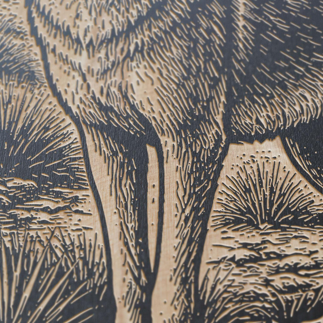 Coyote in Desert Engraved Birch Art Panel