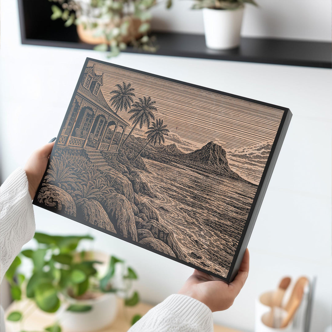 Mauritius Reef Lagoon Engraved Birch Art Panel
