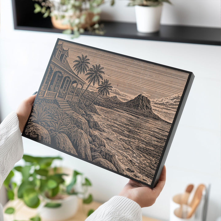 Mauritius Reef Lagoon Engraved Birch Art Panel