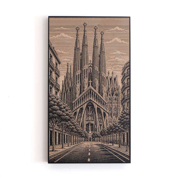 Barcelona Sagrada Família Engraved Birch Art Panel