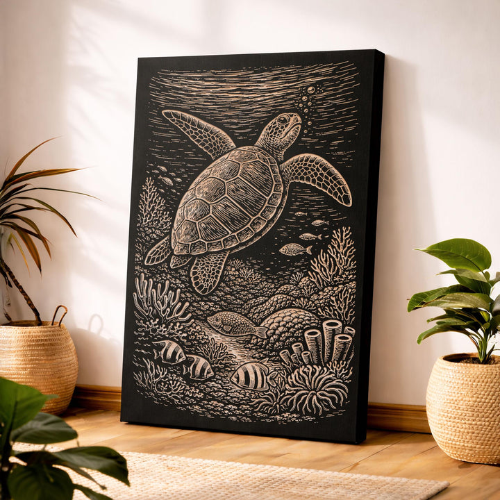 Sea Turtle Engraved Birch Art Panel