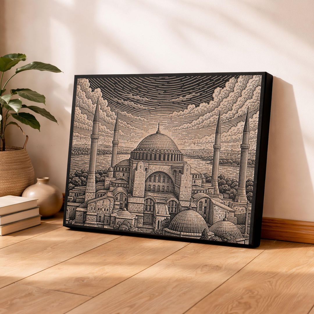 Blue Mosque Engraved Birch Art Panel