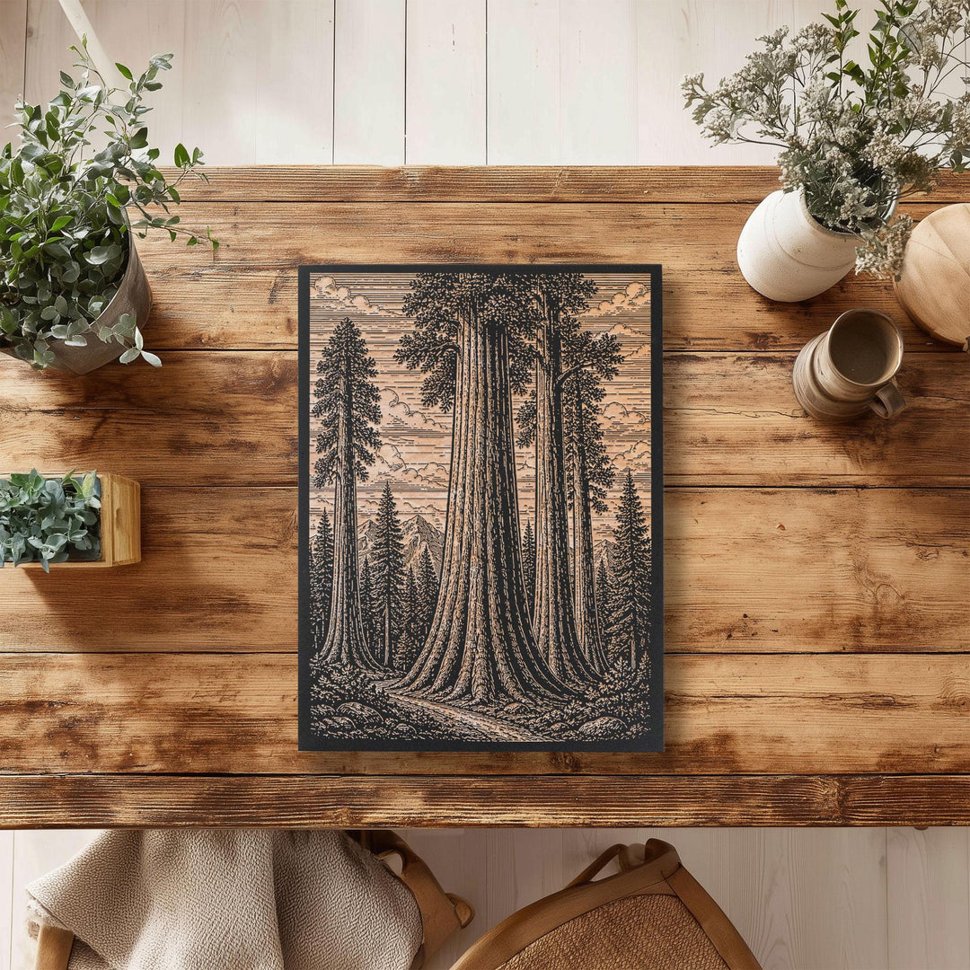 Giant Sequoia Grove Engraved Birch Art Panel