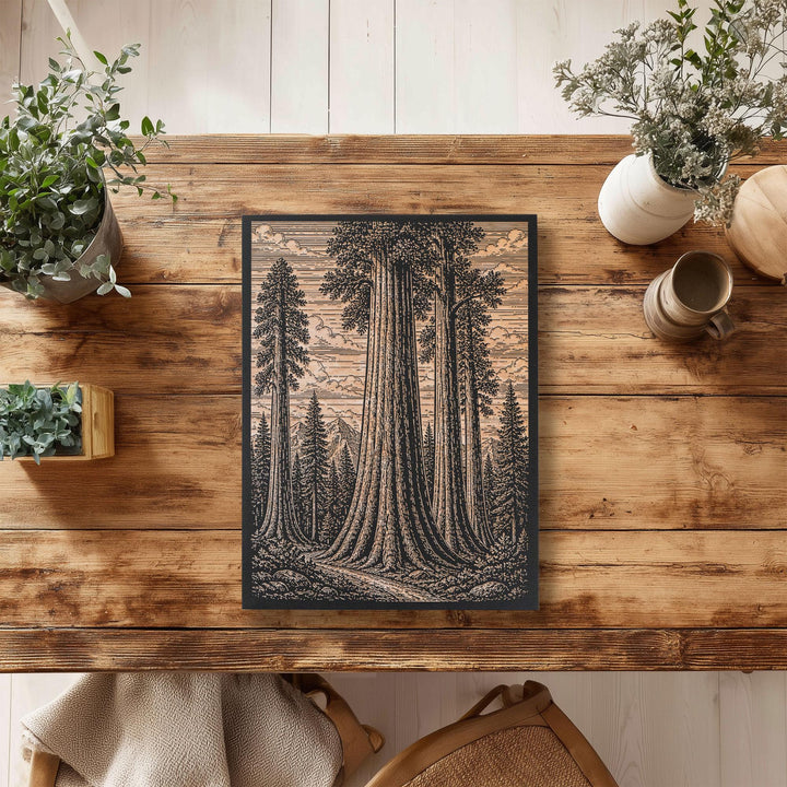 Giant Sequoia Grove Engraved Birch Art Panel