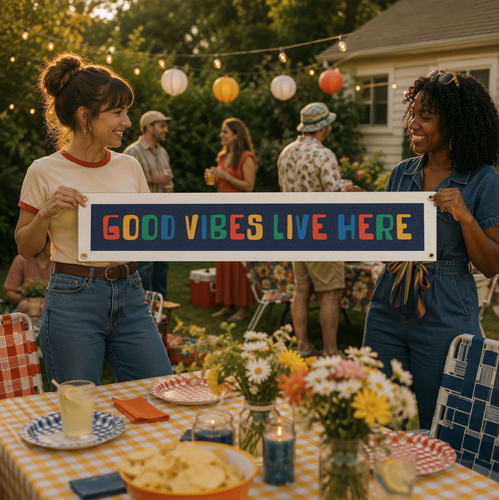 Good Vibes Live Here Felt Banner