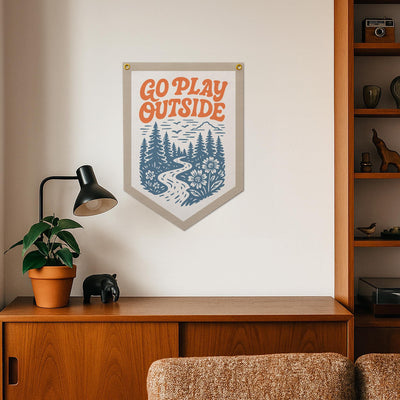 Go Play Outside Felt Camp Flag