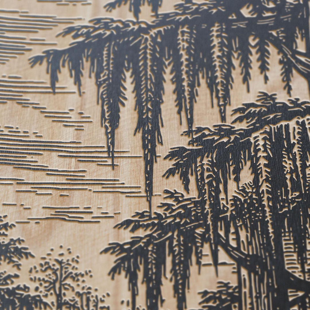 Misty Cypress Swamp Engraved Birch Art Panel