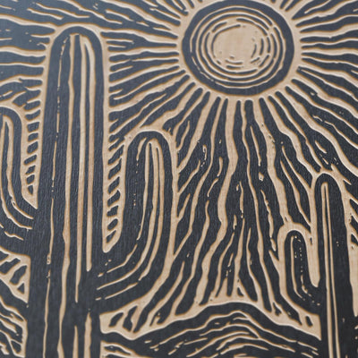 Desert Cactus Engraved Birch Illustration