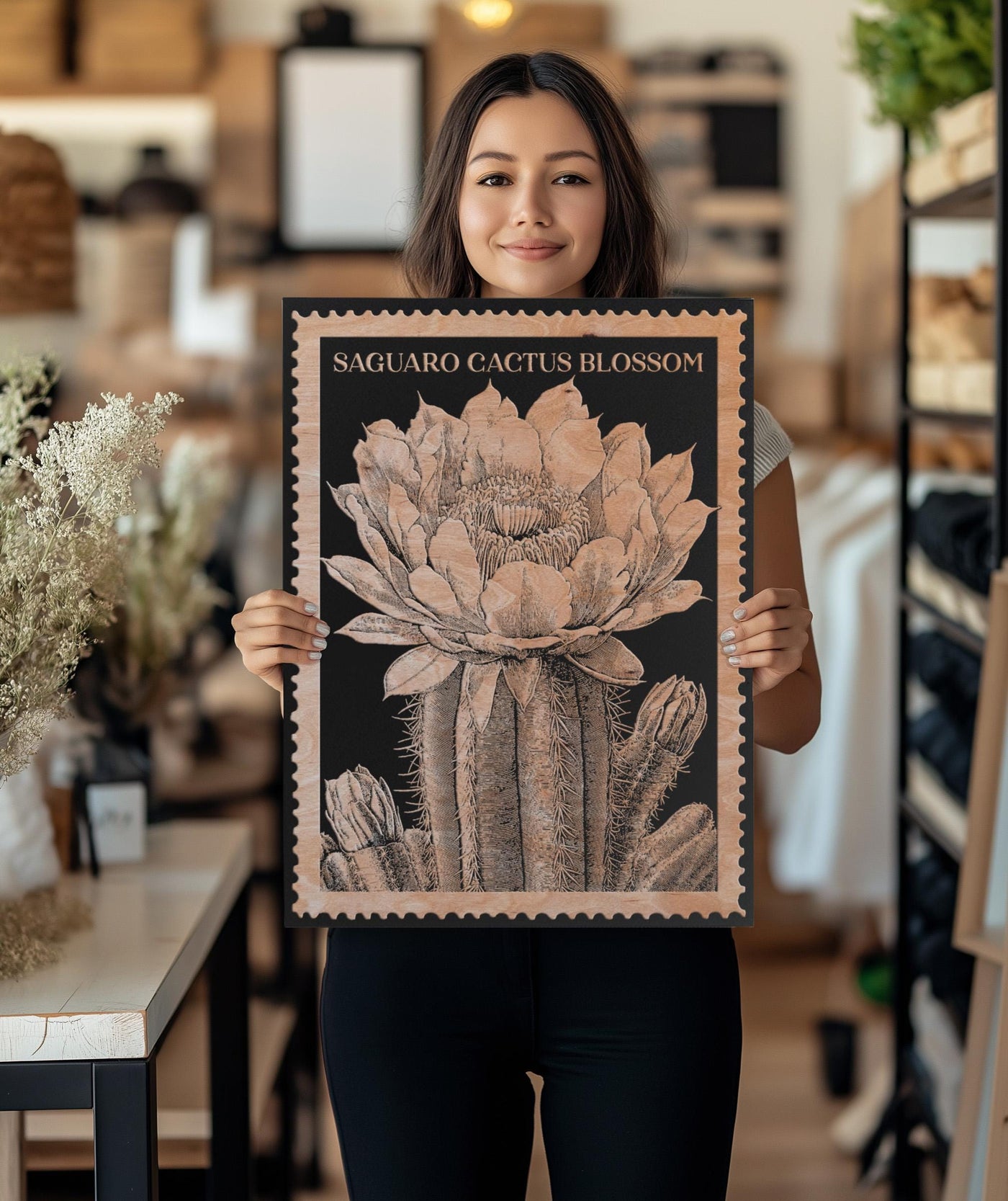 Saguaro Cactus Blossom Floral Wall Art