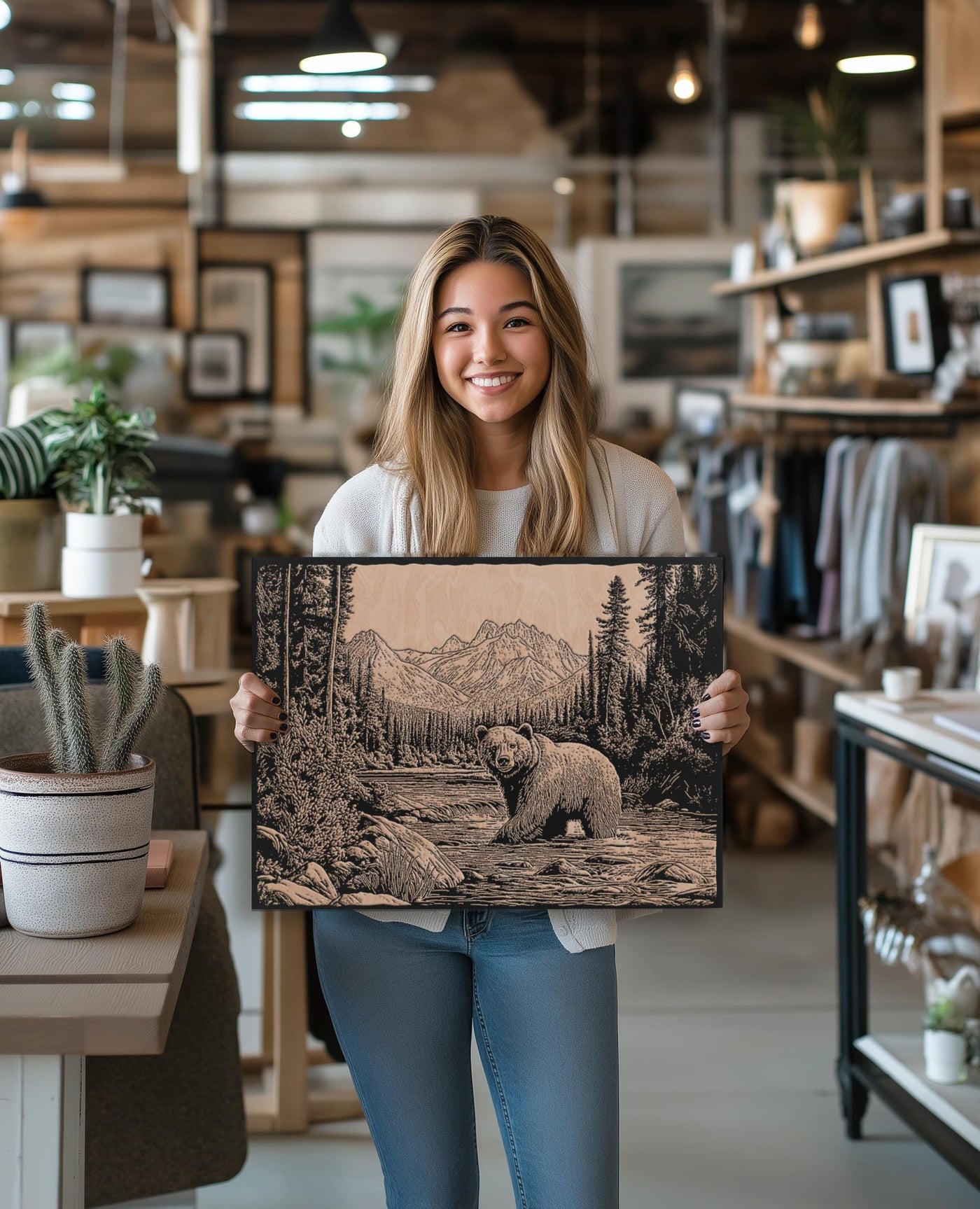 Grizzly Bear in a River Wall Art