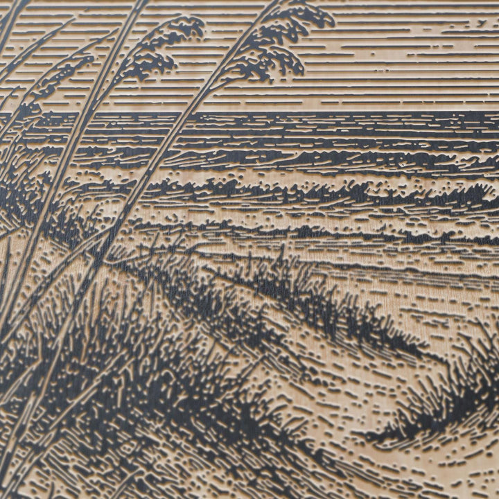 Sea Oats and Gulf Dunes Engraved Birch Art Panel