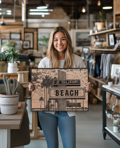 Surf Beach Sign Wall Art