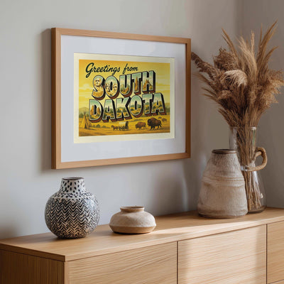 South Dakota Postcard Art Print