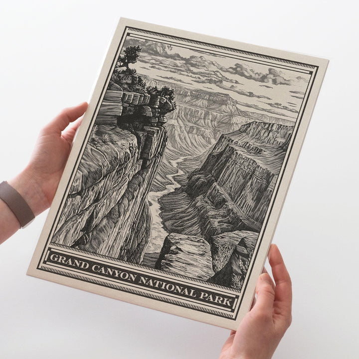 Grand Canyon Tuweep Northern Rim National Park Lithograph - Vintage Arizona poster design, archival matte fine art print. Outdoorsy Gift.