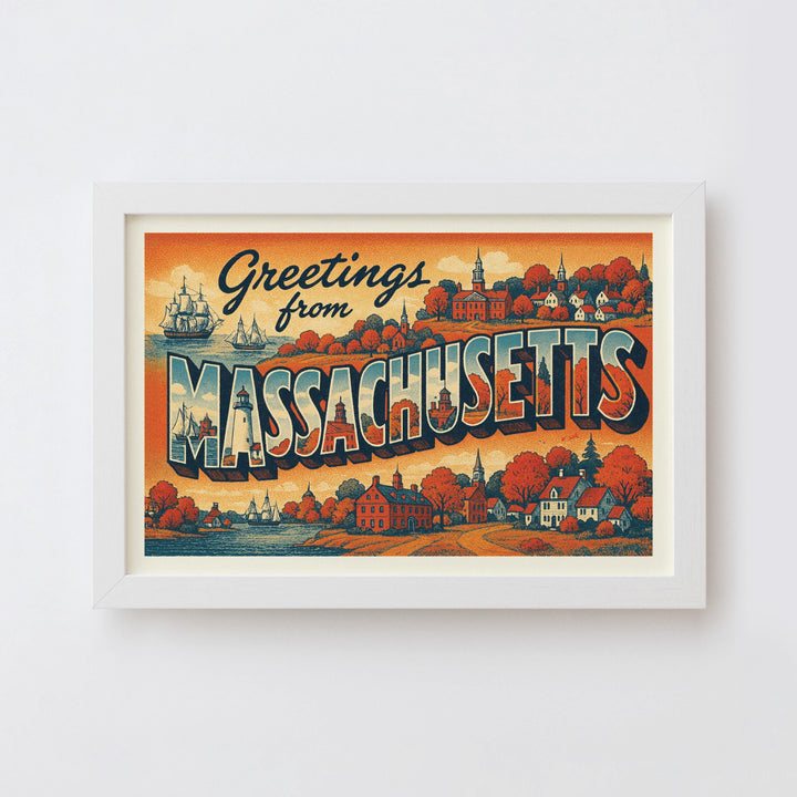 Massachusetts Postcard Art Print