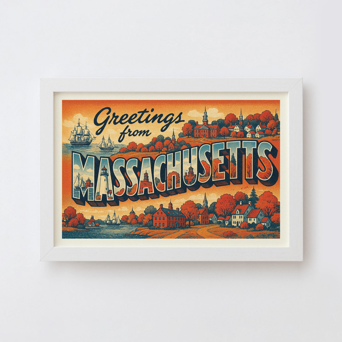 Massachusetts Postcard Art Print