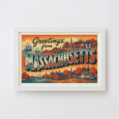 Massachusetts Postcard Art Print