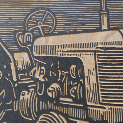 Farm Tractor Engraved Wood Wall Art Panel
