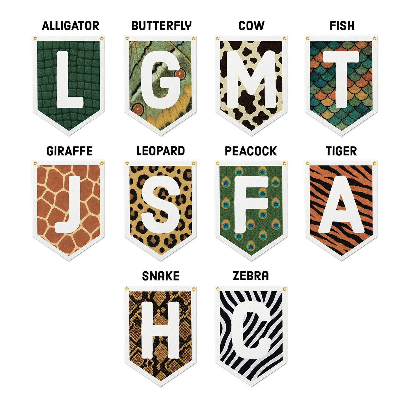 Custom Animal Print Letter Felt Camp Flag