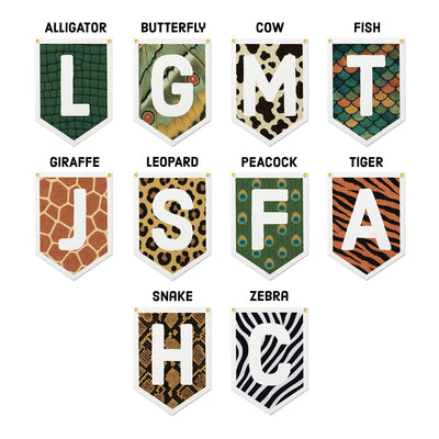 Custom Animal Print Letter Felt Camp Flag