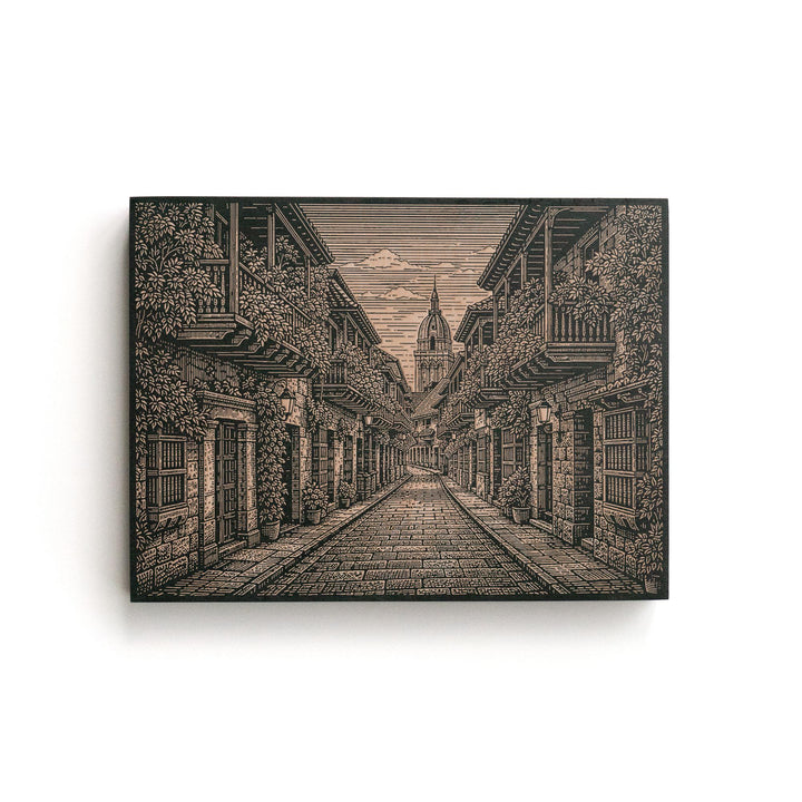 Cartagena Street Engraved Birch Art Panel