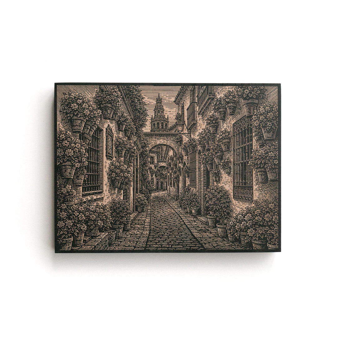Córdoba Old Town Engraved Birch Art Panel