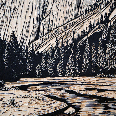 Yosemite National Park  Engraved Illustration