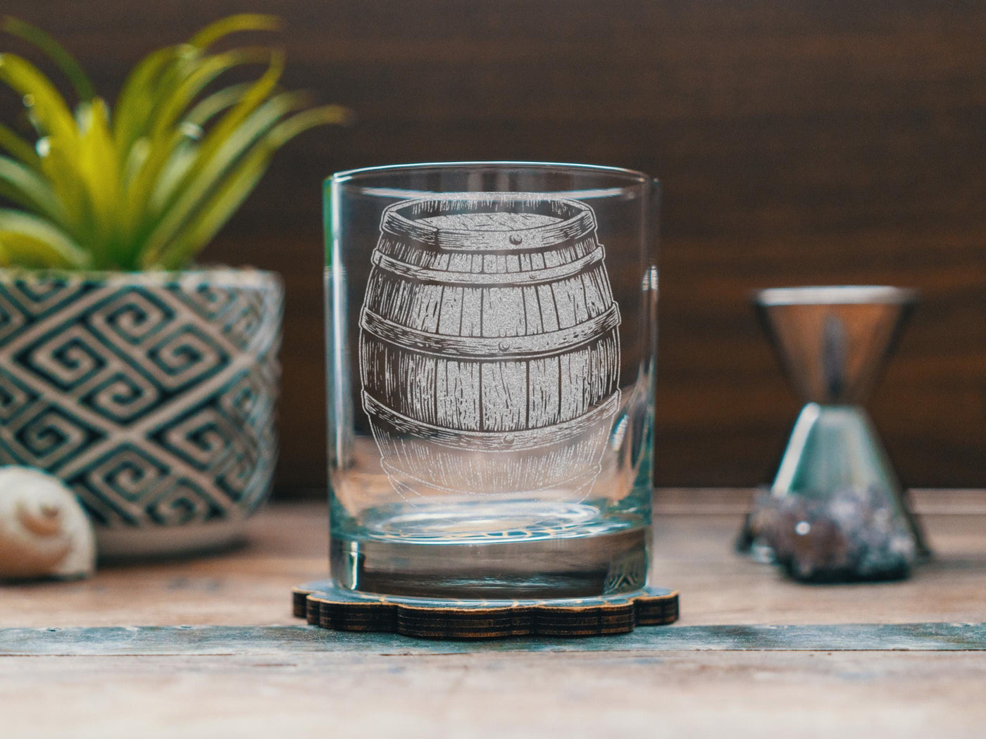 Barrel Glasses | Whiskey and Wine Oak Barrel Personalized Whiskey, Wine & Beer Glassware Gift, Rustic Home Brewing Distilling Drinkware