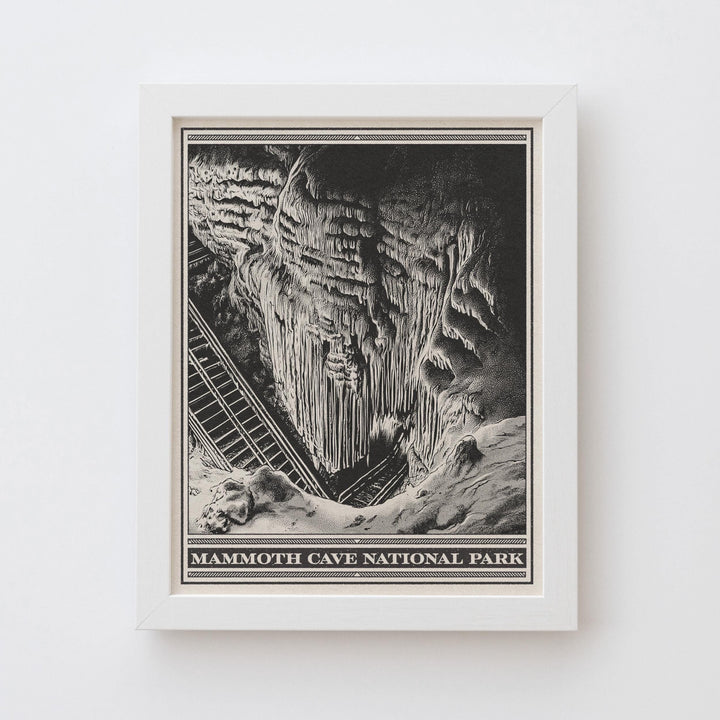 Mammoth Cave National Park Lithograph Style Print - Vintage Kentucky archival matte fine art print. Frozen Niagara. Caving Travel Gift.