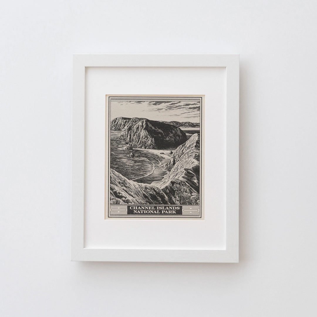 Channel Islands National Park Lithograph Style Print - Vintage California archival matte fine art print. Santa Cruz Santa Rosa Island Gift