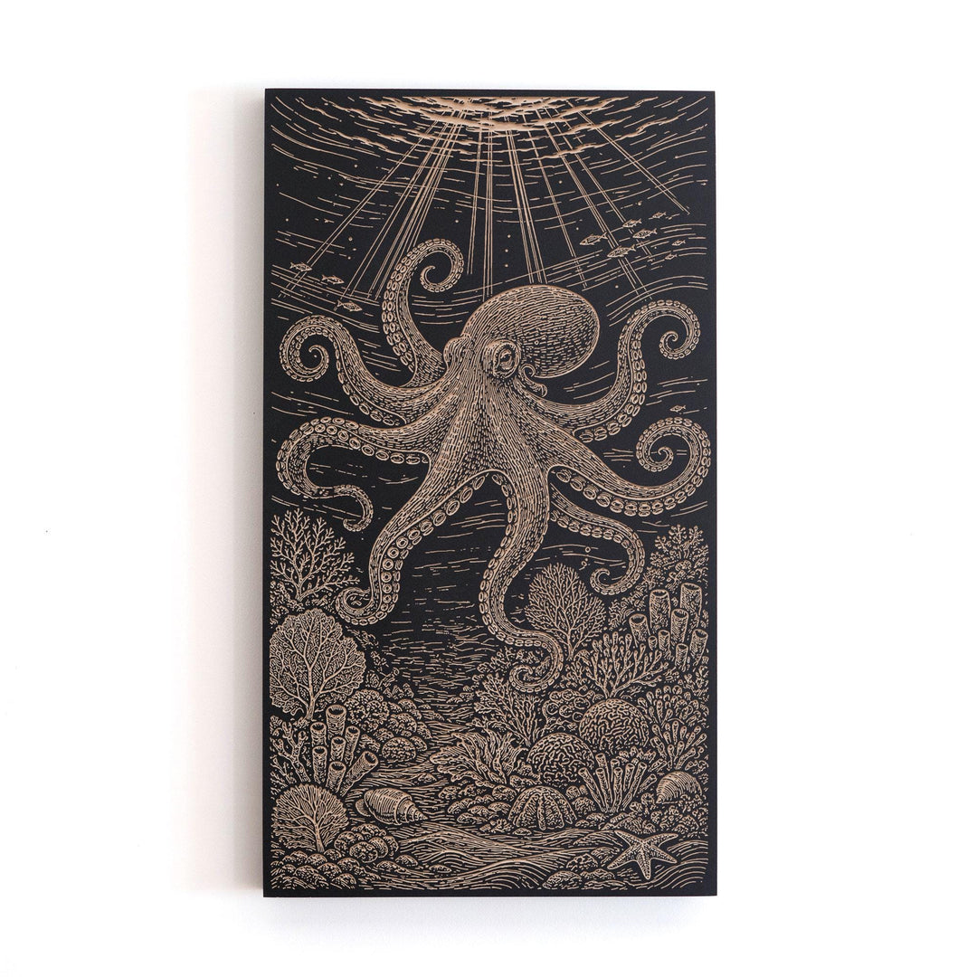 Reef Octopus Engraved Birch Art Panel