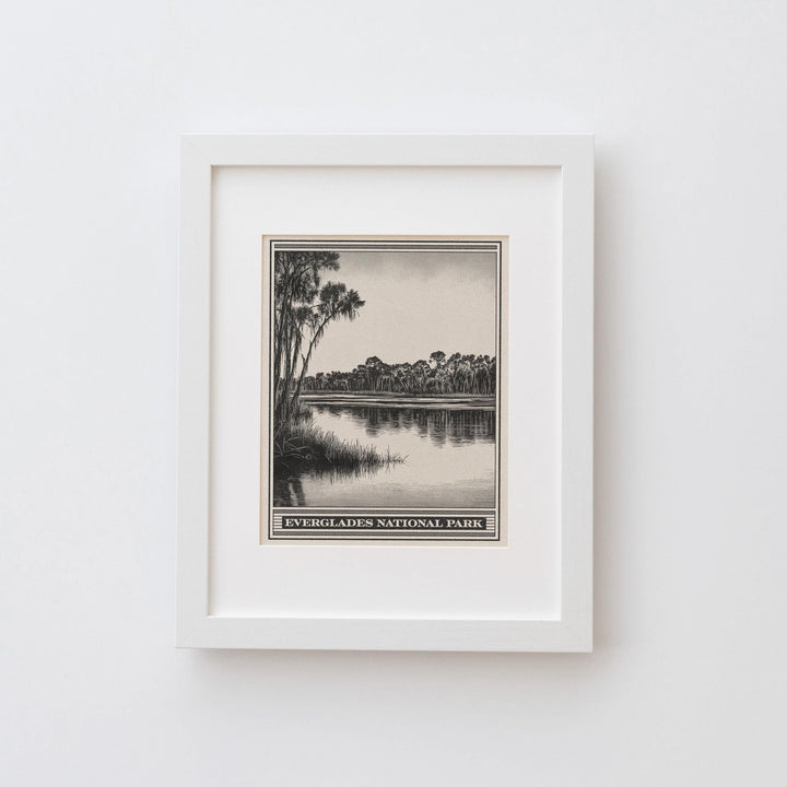 Everglades National Park Lithograph Style Print - Vintage Florida archival matte fine art print. South Florida Alligator Wildlife Swamp Gift