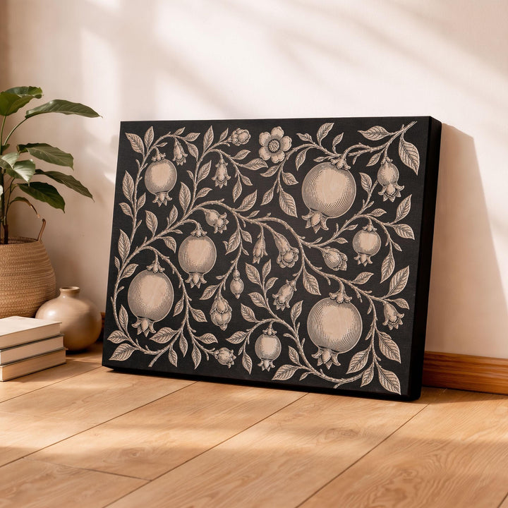 Pomegranate Vine Engraved Birch Art Panel