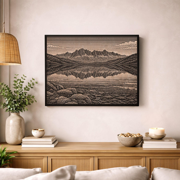 Sierra Nevada Mountains Engraved Birch Art Panel