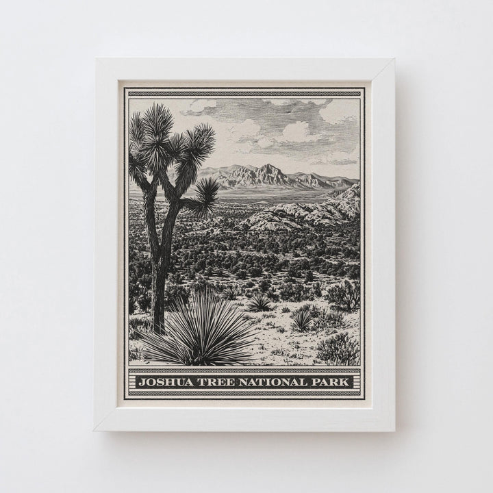 Joshua Tree National Park Lithograph Style Print - Vintage California archival matte fine art print. Western aesthetic gift. Desert travel.