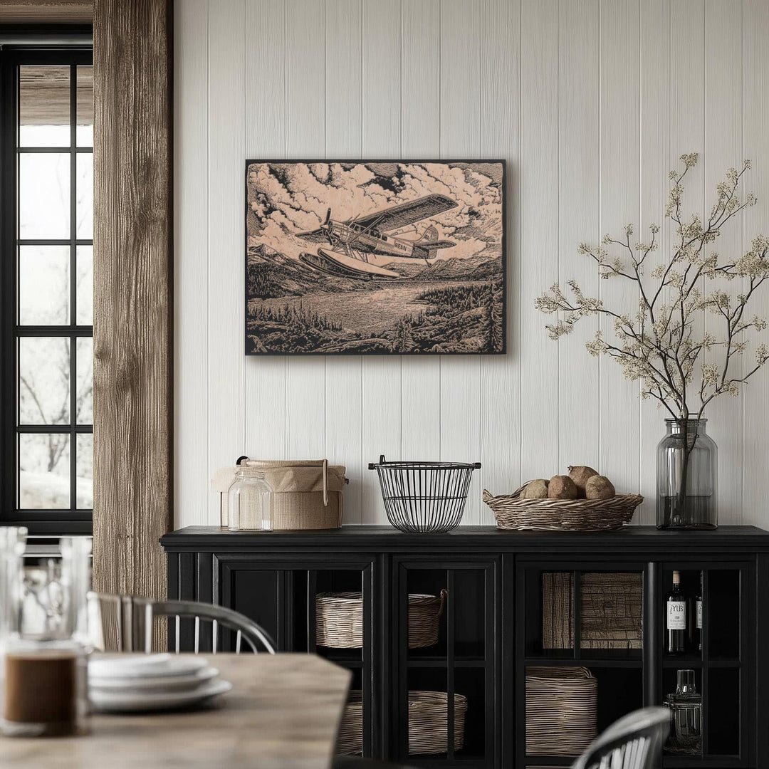 Alaskan Bush Plane Engraved Illustration