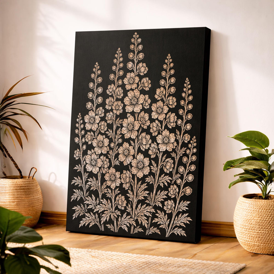 Delphinium Engraved Birch Art Panel