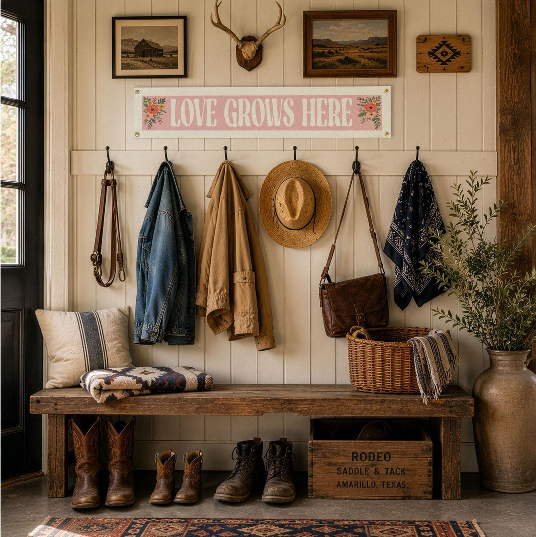 Love Grows Here Felt Banner