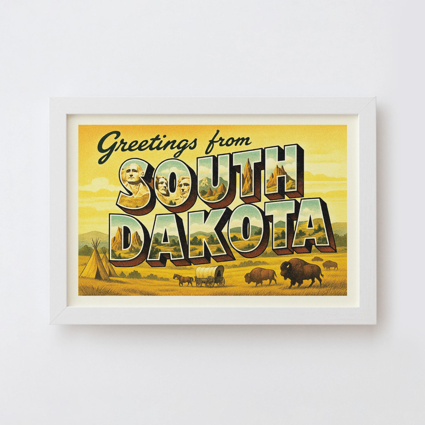 South Dakota Postcard Art Print