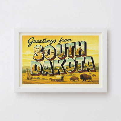 South Dakota Postcard Art Print