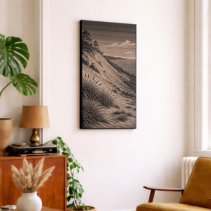 Sleeping Bear Dune Bluff Engraved Birch Art Panel