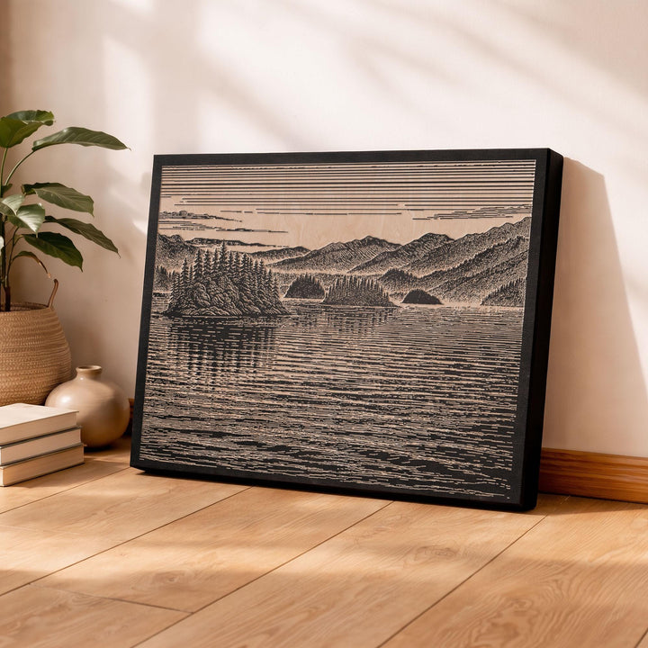 Inside Passage British Columbia Engraved Birch Art Panel