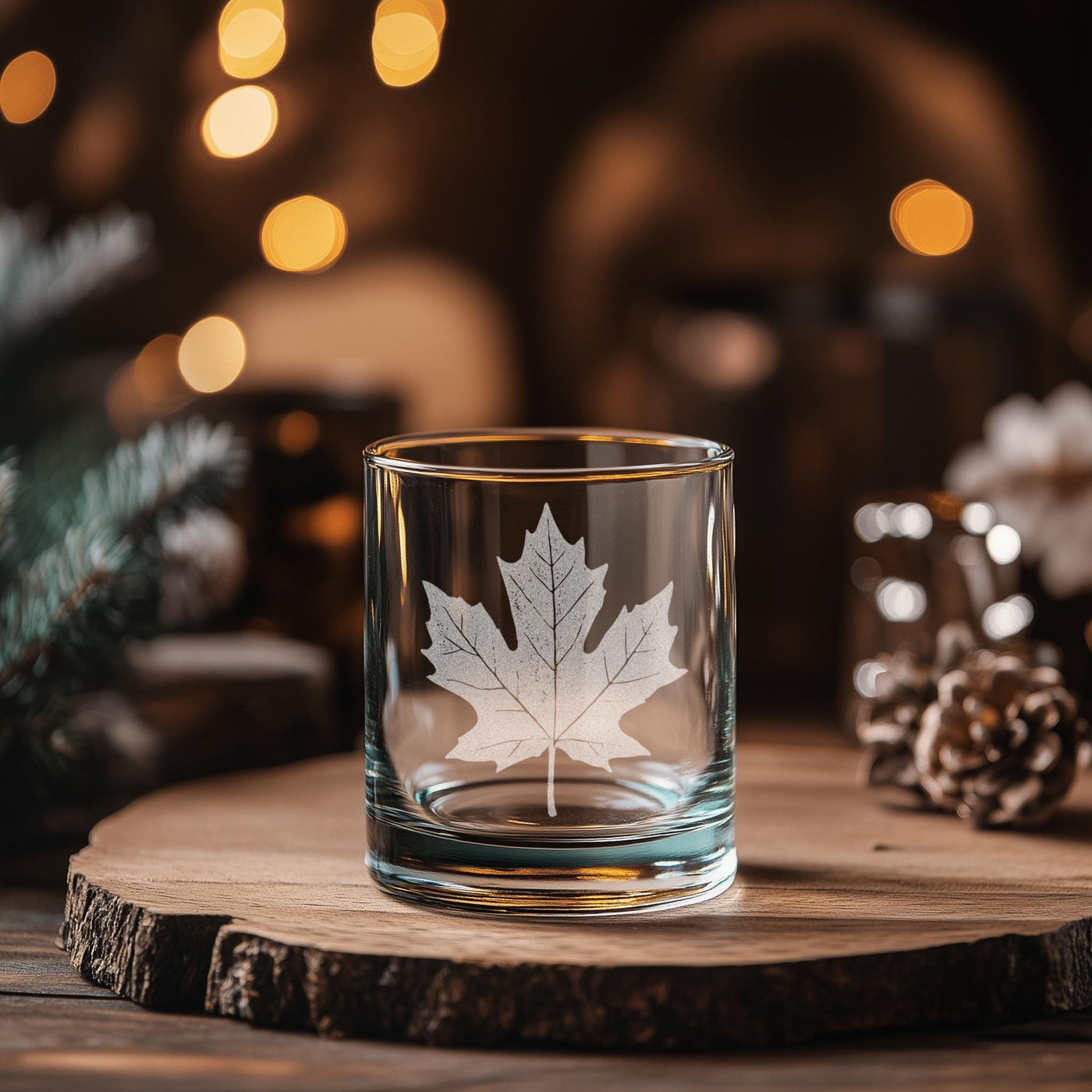 Maple Leaf Glasses | Nature Themed Personalized Whiskey, Wine & Beer Glassware, Tree Drinkware, Canadian Pride Gift, Fall Autumn Decor