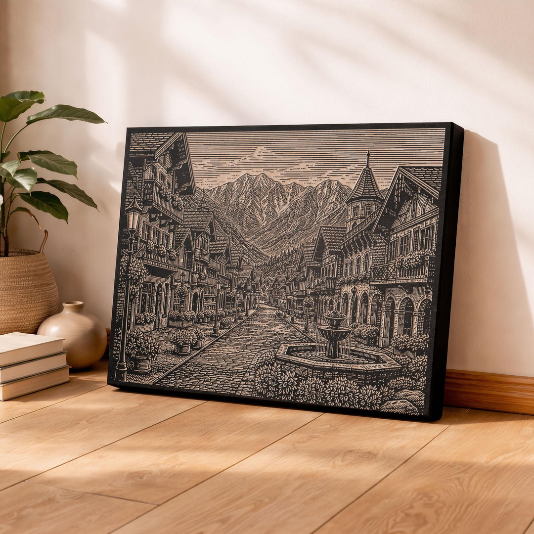 Leavenworth Alpine Village Engraved Birch Art Panel